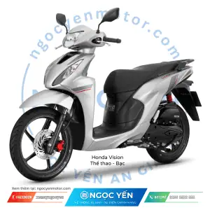 Xe máy Honda Vision màu bạc mới nhất 2025 và 2026.