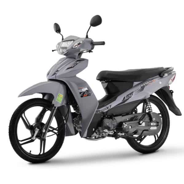 Xe máy SYM Elegant Sport 50cc màu xám, thiết kế thể thao, phù hợp di chuyển hàng ngày.