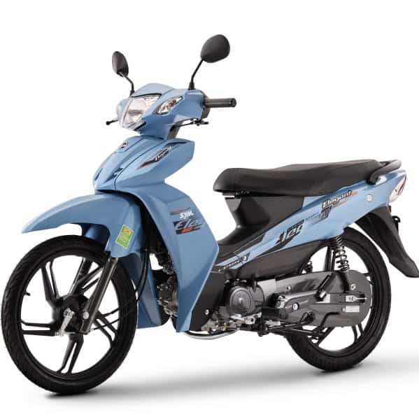 Xe máy 50cc SYM Elegant Sport màu xanh dương, hình ảnh rõ nét.