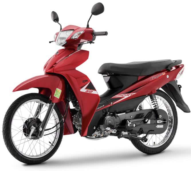 Xe máy 50cc SYM Elegant Sport màu đỏ, hình ảnh rõ nét.
