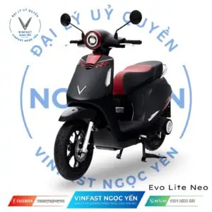Xe điện VinFast Evo Lite Neo màu đen và đỏ, thiết kế hiện đại, phù hợp di chuyển hàng ngày.