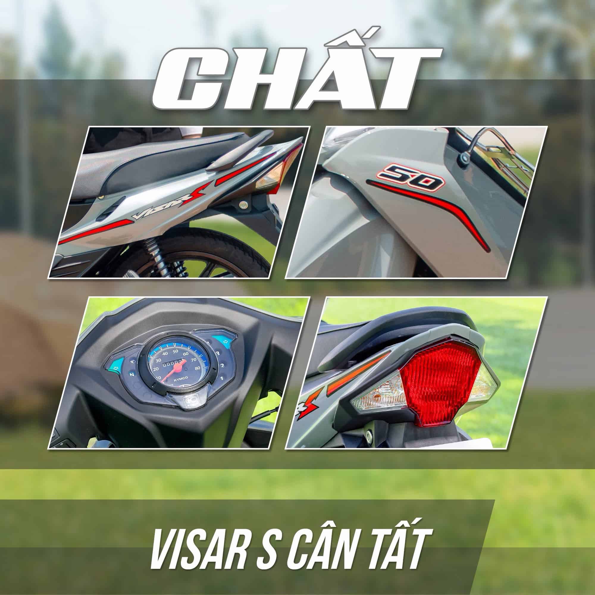 Hình ảnh xe máy Kymco VisarS 50cc với thiết kế thể thao, động cơ mạnh mẽ, phù hợp cho người yêu xe p.