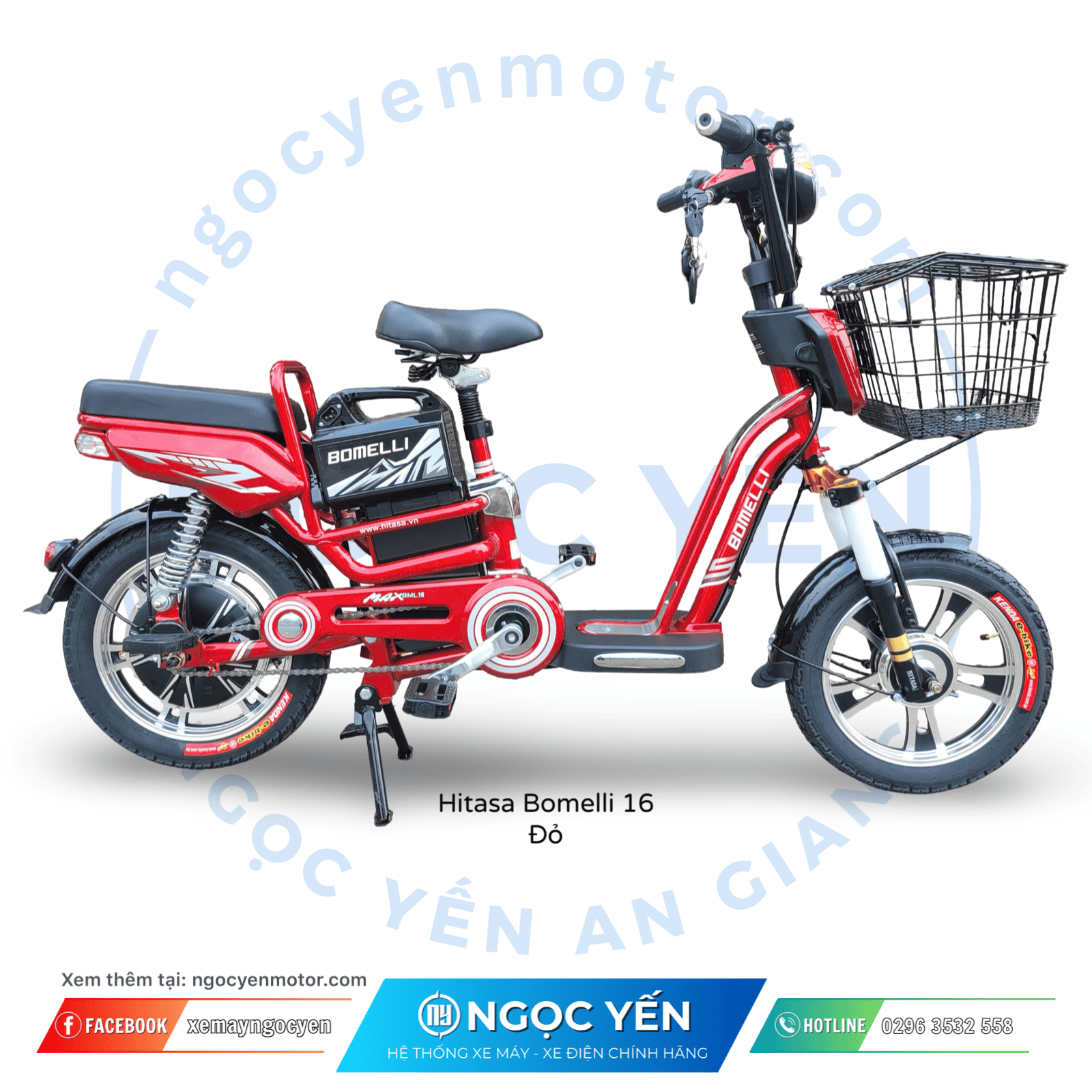 Xe đạp điện Hitasa Bomelli 16 màu đỏ, thiết kế nhỏ gọn, phù hợp di chuyển hà.