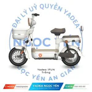 Xe đạp điện Yadea iFUN màu trắng, thiết kế nhỏ gọn phù hợp di chuyển hàng ngày.