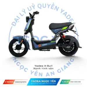 Xe đạp điện Yadea X-Bull màu xanh, thiết kế thể thao, phù hợp di chuyển hàng ngày.