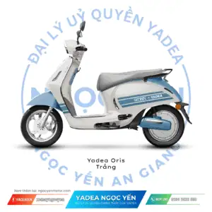 Xe điện Yadea Oris màu trắng, thiết kế hiện đại, phù hợp di chuyển hàng ngày.