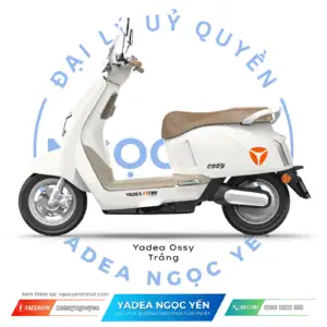 Xe điện Yadea Ossy màu trắng, thiết kế hiện đại, phù hợp di chuyển hàng ngày.
