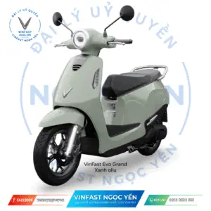Xe điện VinFast Evo Grand màu xanh oliu, thiết kế hiện đại, phù hợp di chuyển hàng ngày.