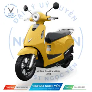 Xe điện VinFast Evo Grand Lite màu vàng, thiết kế hiện đại, phù hợp di chuyển hàng ngày.