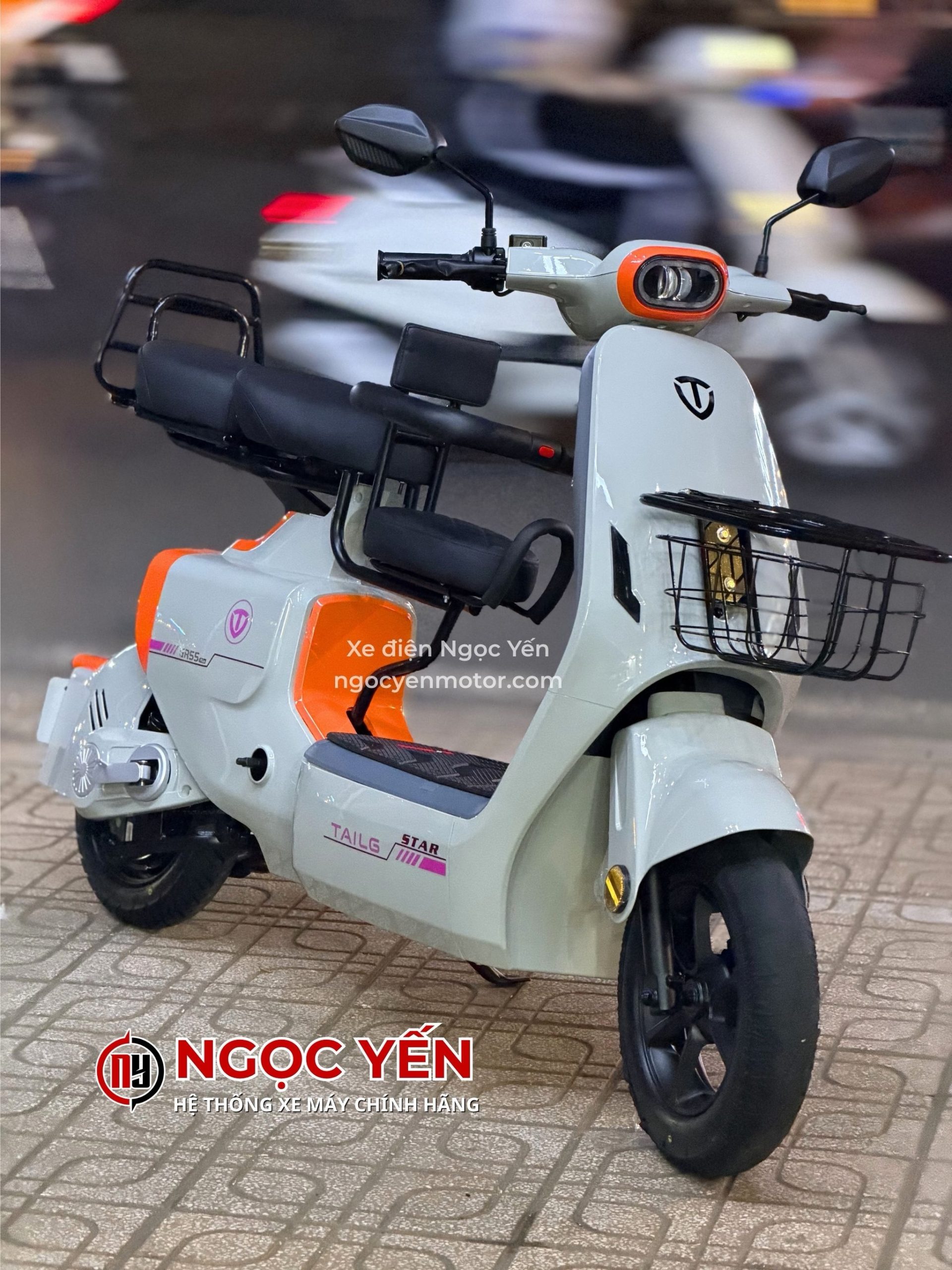Xe đạp điện TAILG GR55 PLUS 5 bình màu trắng, thiết kế hiện đại, phù hợp di chuyển trong thành phố.