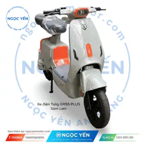 Xe đạp điện TAILG GR55 PLUS màu xám cam, thiết kế hiện đại, 5 bình pin, phù hợp di chuyển trong thàn.