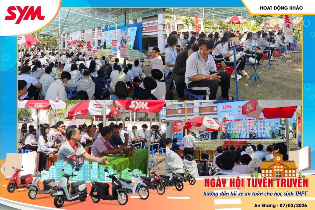 Hình ảnh các học sinh tham gia hội chợ tuyển sinh tại An Giang ngày 07/03/2023.