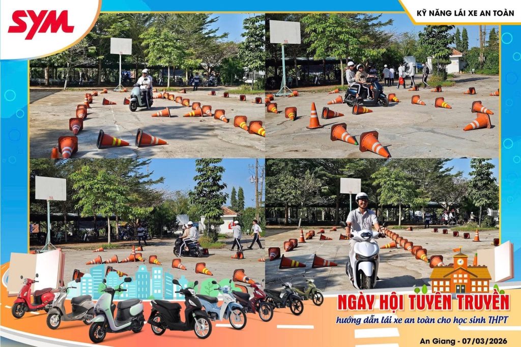 Thử thách kỹ năng lái xe an toàn với các chướng ngại vật và xe mô tô nhỏ.