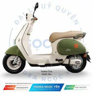Xe điện Yadea Ova màu xanh rêu, thiết kế thời trang, phù hợp di chuyển hàng ngày.