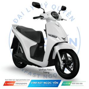 Xe máy điện VinFast Feliz II màu trắng, thiết kế hiện đại, phù hợp di chuyển hàng ngày.