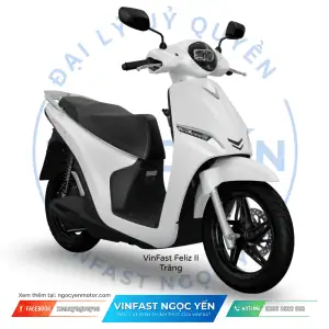 Xe máy điện VinFast Feliz II màu trắng, thiết kế hiện đại, phù hợp di chuyển hàng ngày.