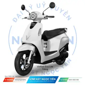 Xe máy điện VinFast Evo Lite màu trắng, thiết kế hiện đại và tiết kiệm năng lượng.