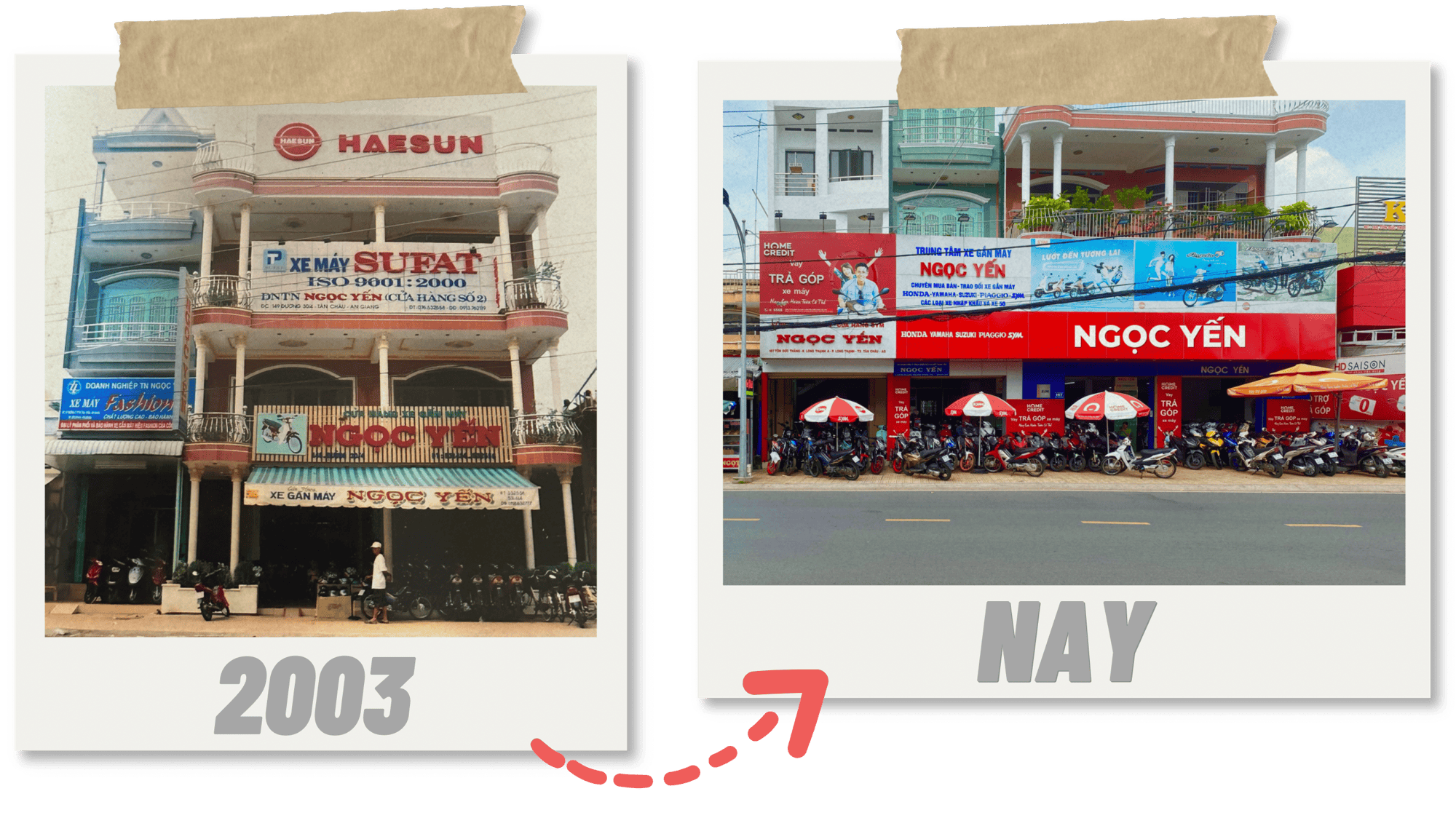 Hình ảnh các cửa hàng ô tô, xe máy và dịch vụ tại trung tâm thương mại Ngọc Yến.