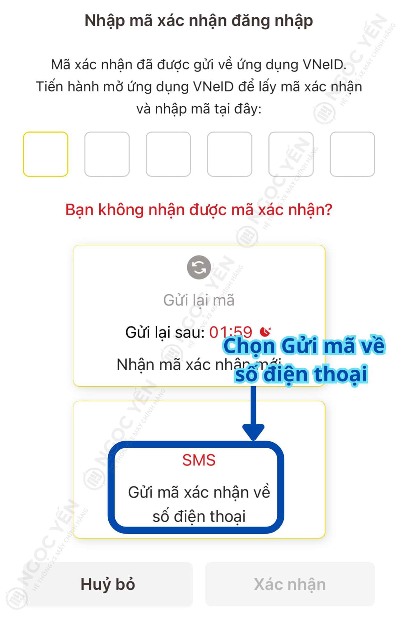 Giao diện nhập mã xác nhận VNeID trên điện thoại di động.