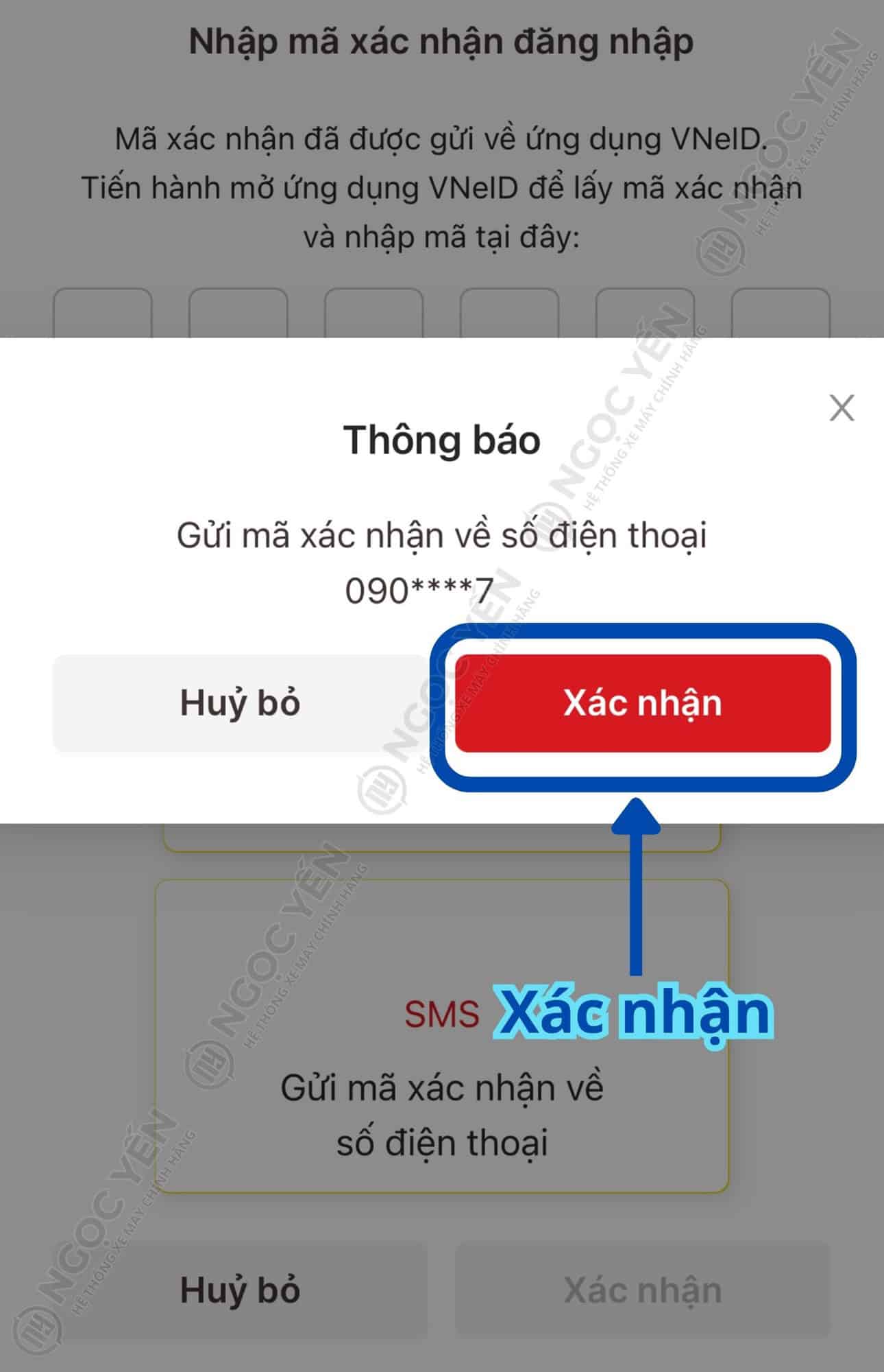 Hình ảnh màn hình xác nhận mã OTP trong ứng dụng VNeID.