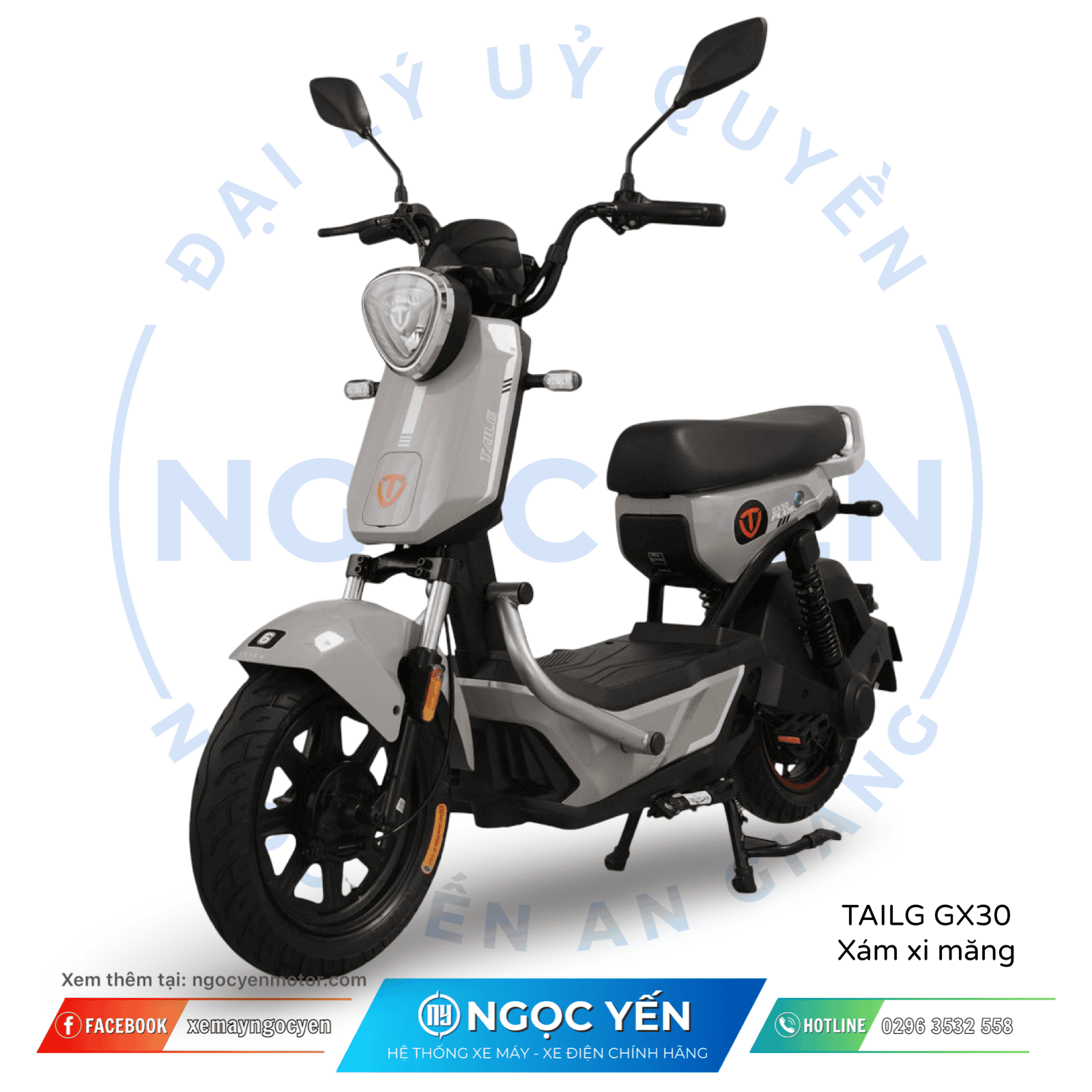 Xe máy điện TAILG GX30 màu xám, thiết kế nhỏ gọn, phù hợp di chuyển trong thành phố.