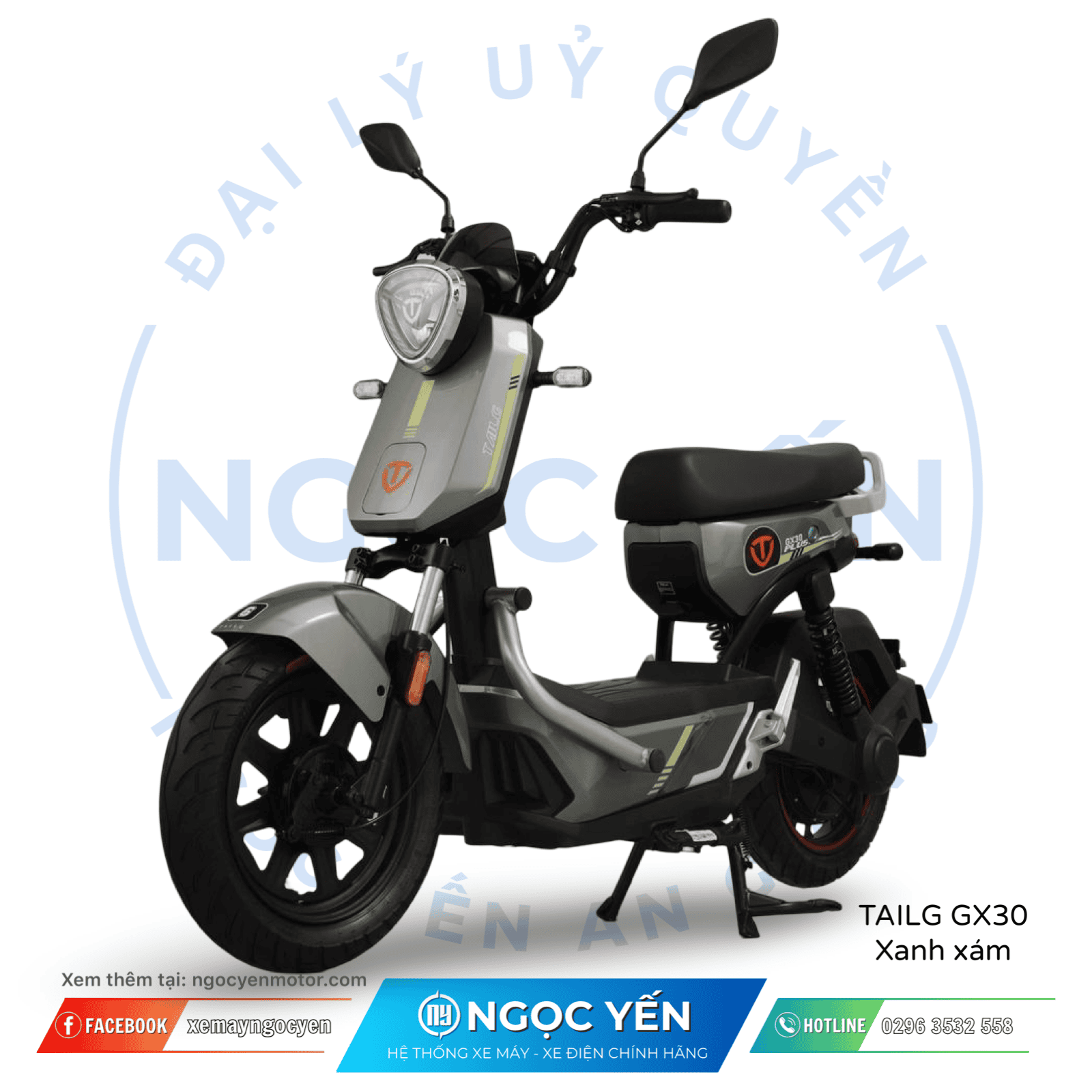 Xe điện TAILG GX30 màu xám xanh, thiết kế nhỏ gọn, phù hợp di chuyển trong đô thị.