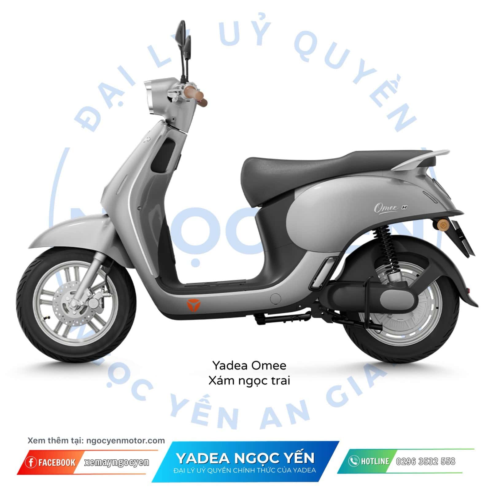 Xe máy điện Yadea Omee màu xám, thiết kế hiện đại, phù hợp di chuyển hàng ngày.