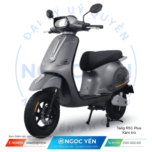 Xe máy điện Tailg R51 Plus màu xám, thiết kế nhỏ gọn, phù hợp di chuyển trong thành phố.