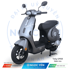Xe máy điện Tailg GR58 màu xám, thiết kế nhỏ gọn, phù hợp di chuyển trong thành phố.