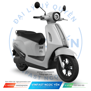 Xe máy điện VinFast Evo Grand II màu trắng, thiết kế hiện đại, phù hợp di chuyển hàng ngày.