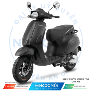 Xe máy điện Espero 50VS Classic Plus màu đen, thiết kế cổ điển, phù hợp di chuyển hàng ngày.