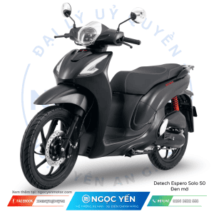 Xe máy điện Detech Espero Solo 50 màu đen, thiết kế hiện đại, phù hợp di chuyển hàng ngày.